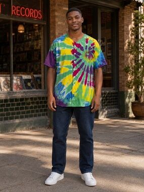 Vintage 90s Murina Tie Dye Baseball Jersey Men’s XL USA